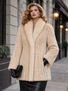 CANADA SELECT Off White Sheared Beaver Coat